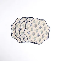 Blue Floral Scalloped Placemats, Set of 4
