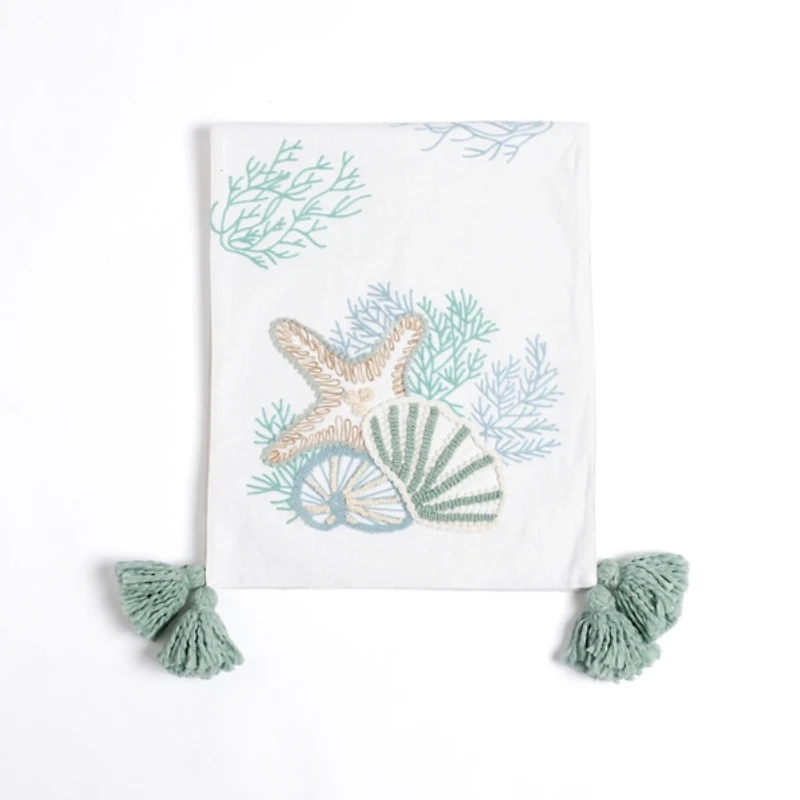 Seashell Embroidered Table Runner