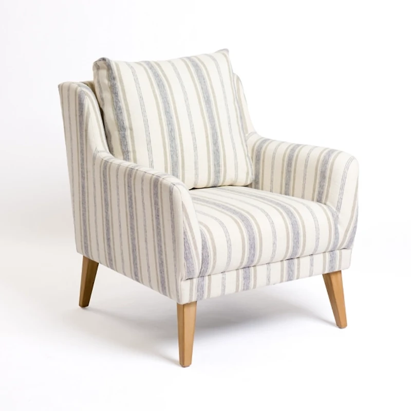 Blue Striped Upholstered Lauren Accent Chair