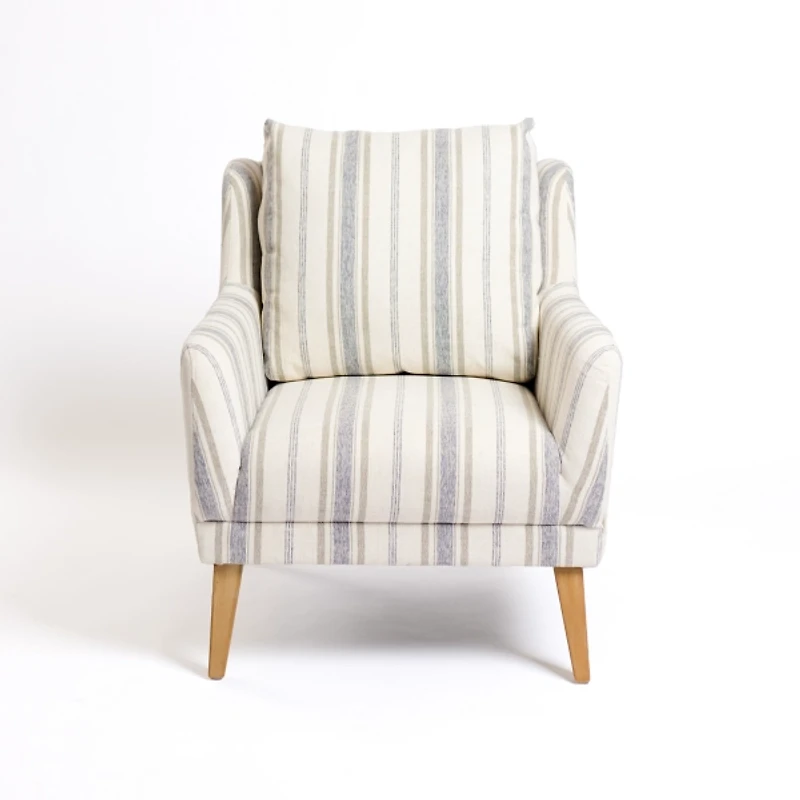 Blue Striped Upholstered Lauren Accent Chair