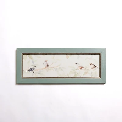 Vintage Birds Blue Framed Art Print