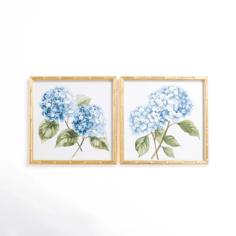 Blue Hydrangea Framed Art Prints, Set of 2