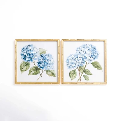 Blue Hydrangea Framed Art Prints, Set of 2