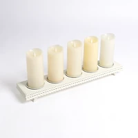 White Wood Braided Pillar Candle Holder Runner