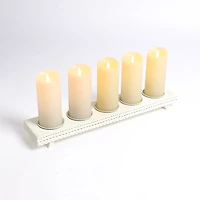 White Wood Braided Pillar Candle Holder Runner