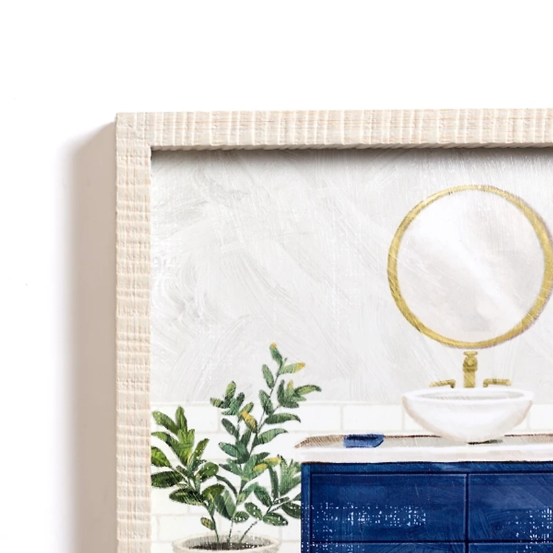 Blue Bathroom Sink Framed Art Print
