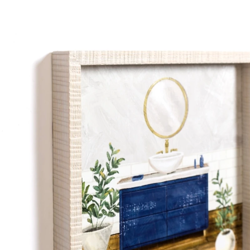 Blue Bathroom Sink Framed Art Print