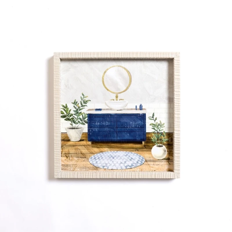 Blue Bathroom Sink Framed Art Print