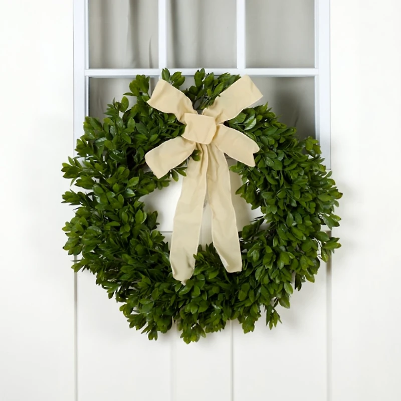 American Boxwood Wreath with Bow