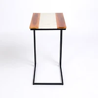 Natural Wood and Marble Top C-Table