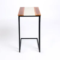 Natural Wood and Marble Top C-Table