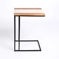 Natural Wood and Marble Top C-Table
