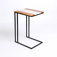 Natural Wood and Marble Top C-Table