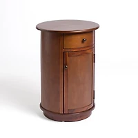 Avery Brown Wood Round Charging End Table