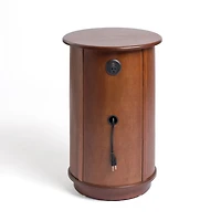 Avery Brown Wood Round Charging End Table