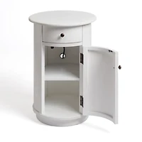 Avery Ivory Wood Round Charging End Table