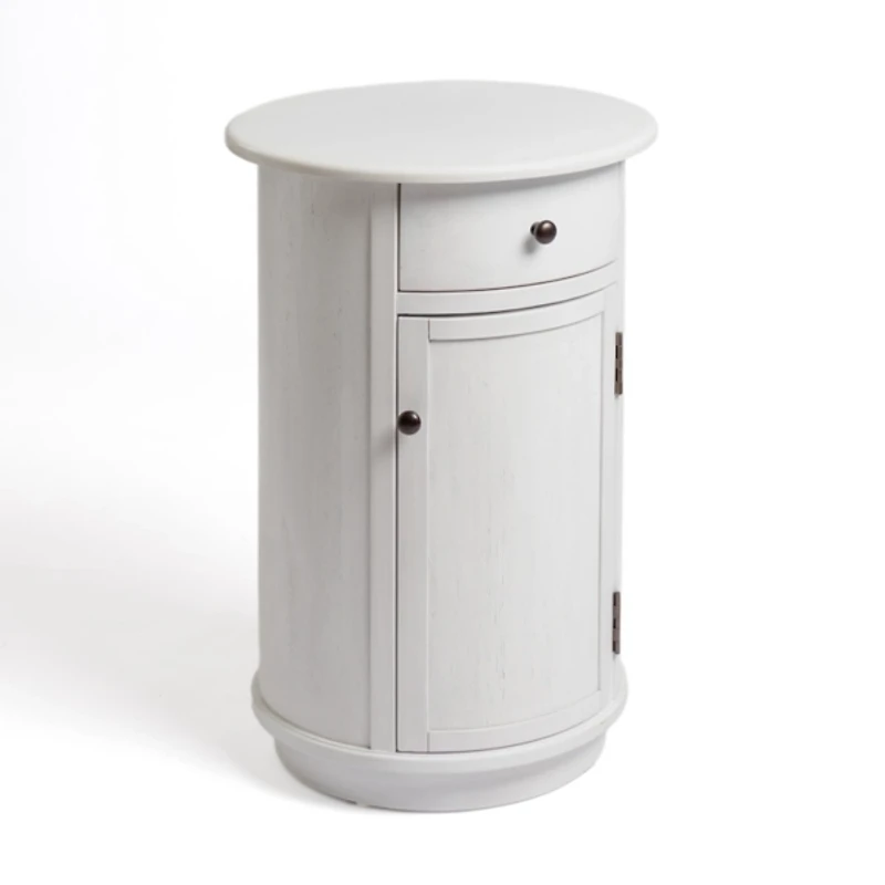 Avery Ivory Wood Round Charging End Table
