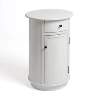Avery Ivory Wood Round Charging End Table
