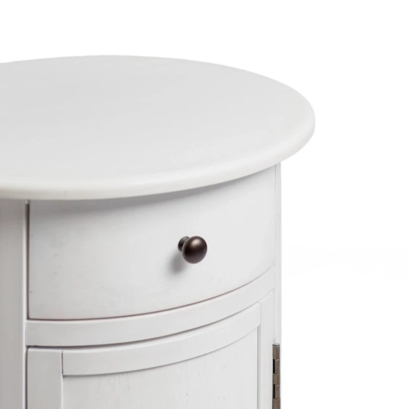 Avery Ivory Wood Round Charging End Table