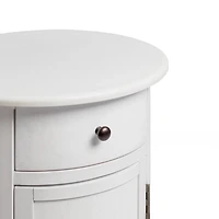 Avery Ivory Wood Round Charging End Table