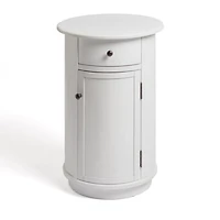 Avery Ivory Wood Round Charging End Table