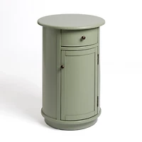 Avery Sage Green Wood Round Charging End Table