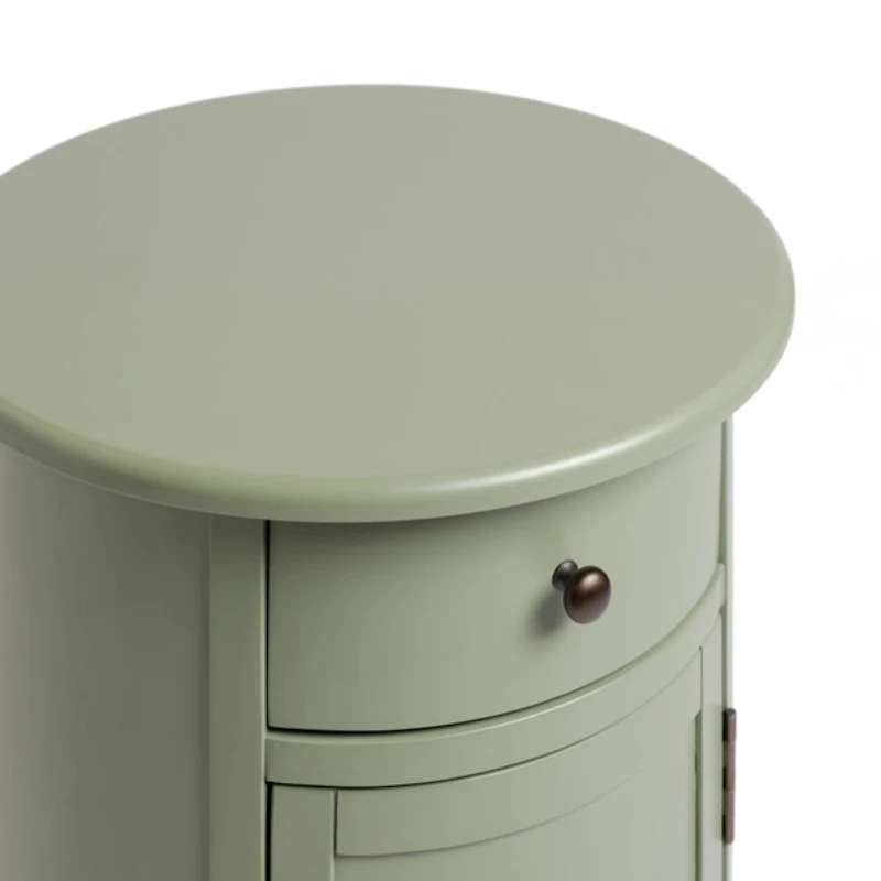 Avery Sage Green Wood Round Charging End Table