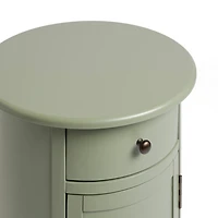 Avery Sage Green Wood Round Charging End Table