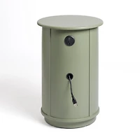 Avery Sage Green Wood Round Charging End Table