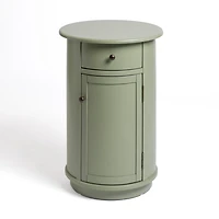 Avery Sage Green Wood Round Charging End Table