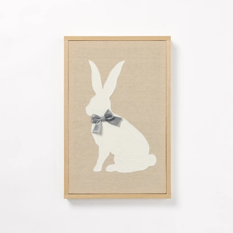 Easter Bunny Stucco Canvas Wall Plaque