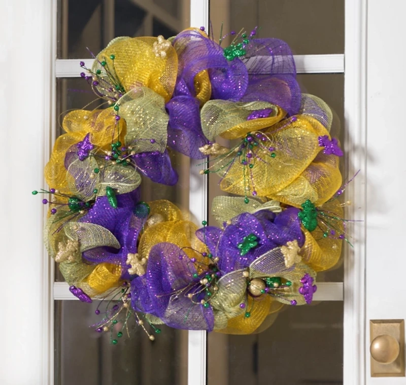 Mardi Gras Fleur de Lis Tulle Wreath