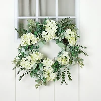 White Hydrangea and Greenery Mix Wreath