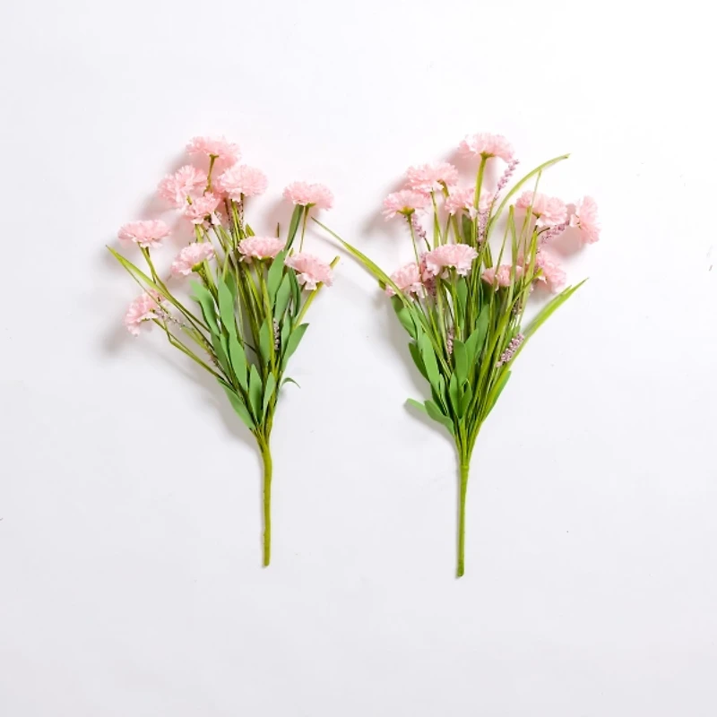 Pink Mum Floral Bushes, Set of 2