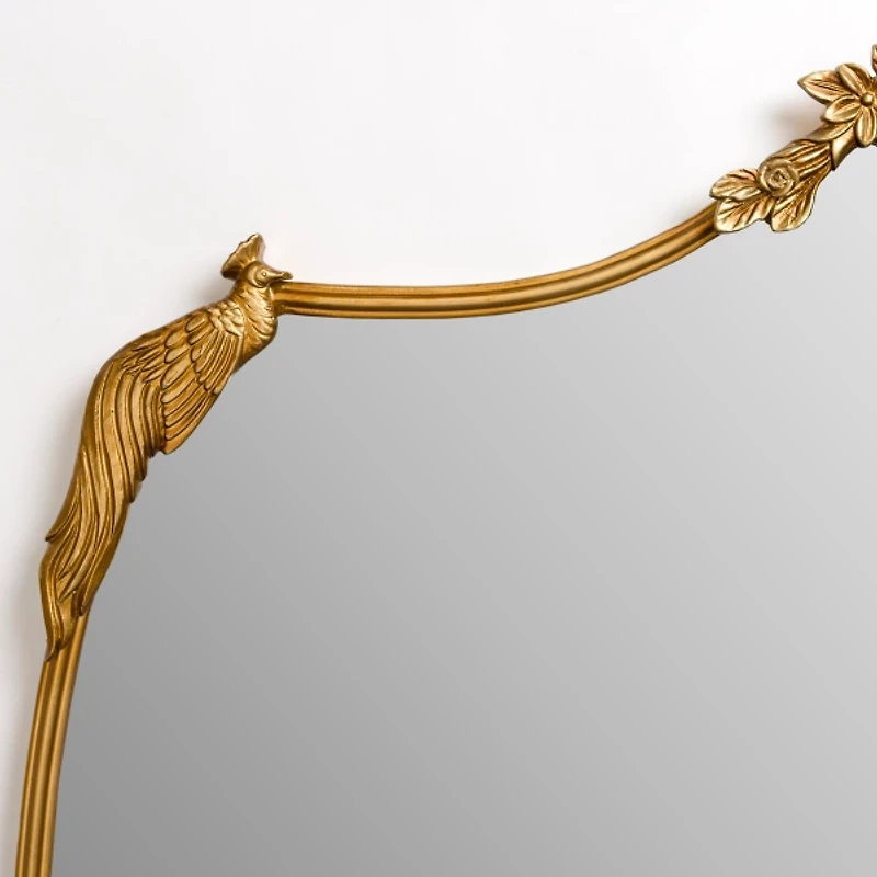 Gold Peacock and Flora Leaner Mirror