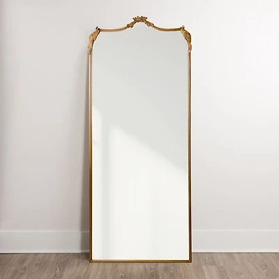 Gold Peacock and Flora Leaner Mirror