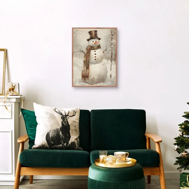 Taupe Snowman Framed Art Print