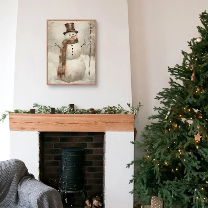 Taupe Snowman Framed Art Print