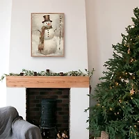 Taupe Snowman Framed Art Print