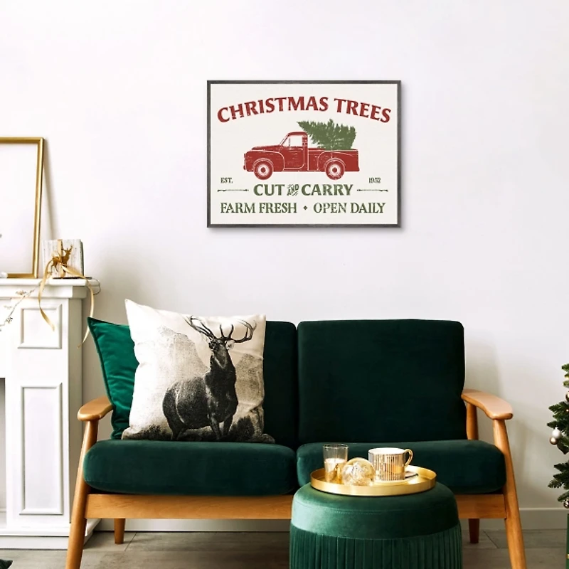 Christmas Trees Truck Framed Canvas Print