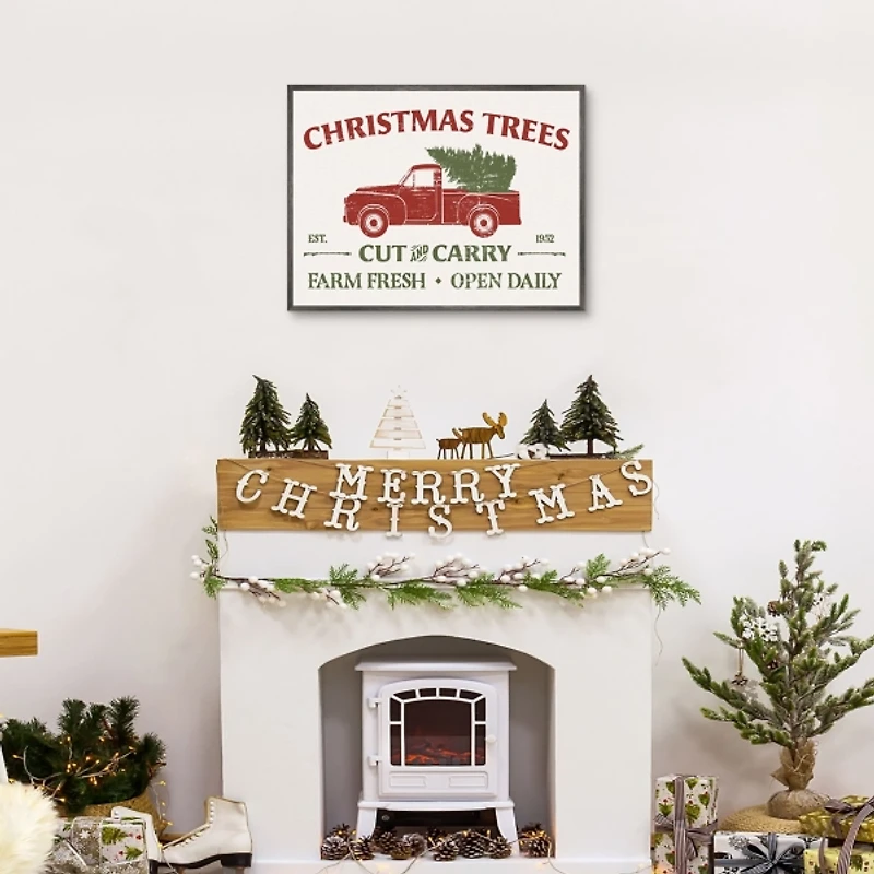 Christmas Trees Truck Framed Canvas Print