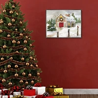 Winter Red Door Barn Framed Art Print