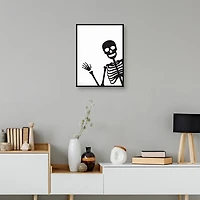 Peek A Boo Skeleton Framed Canvas Art Print