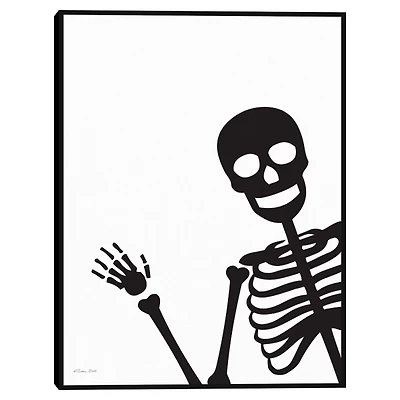 Peek A Boo Skeleton Framed Canvas Art Print