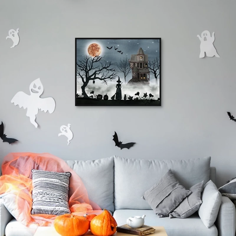 Spooky Harvest Moon Framed Canvas Art Print