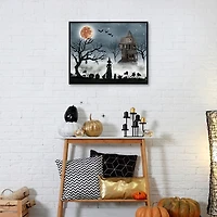Spooky Harvest Moon Framed Canvas Art Print