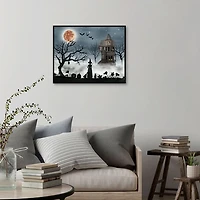 Spooky Harvest Moon Framed Canvas Art Print
