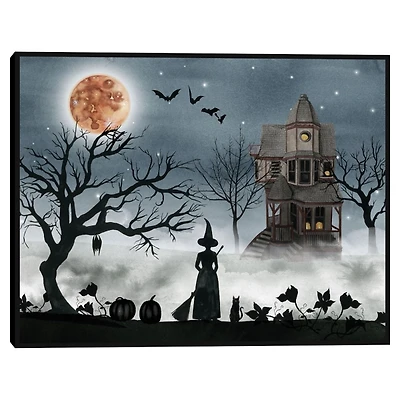 Spooky Harvest Moon Framed Canvas Art Print