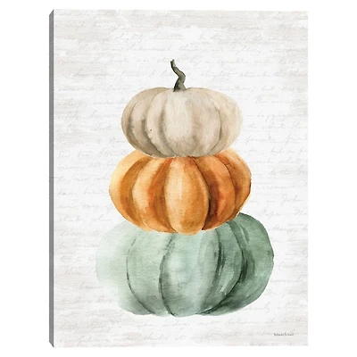 Watercolor Pumpkin Stack Canvas Art Print
