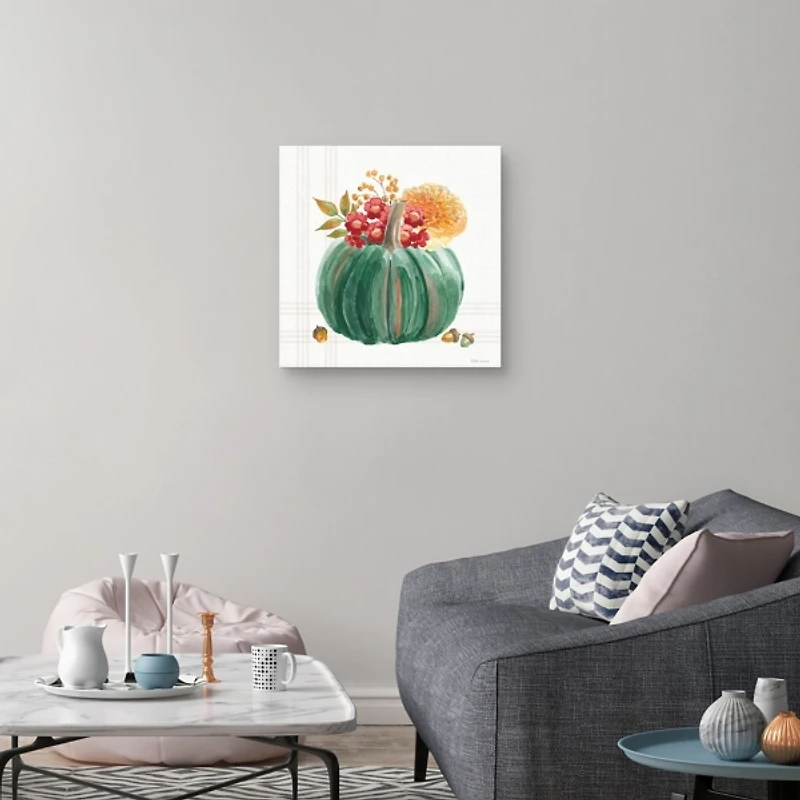 Plaid Pumpkin Harvest Canvas Art Print